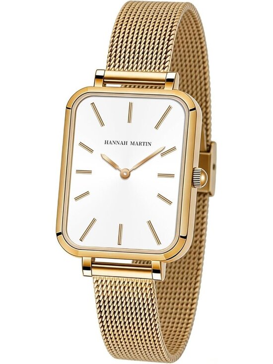 Accessories - Women's White Rose Gold Analog Stainless Steel Vintage Rectangular Luxury Watch
